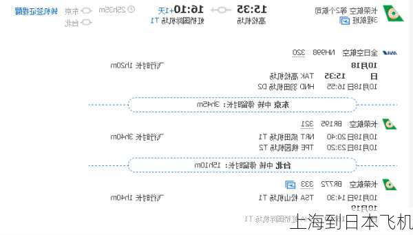 上海到日本飞机