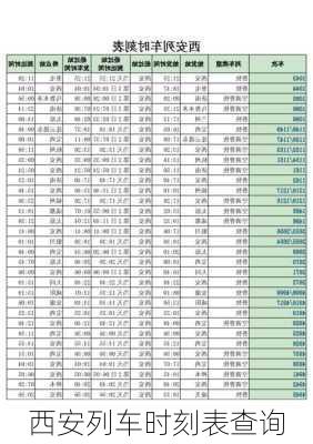 西安列车时刻表查询