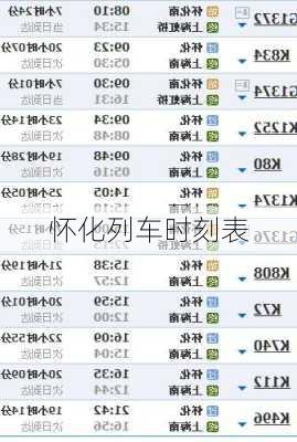 怀化列车时刻表