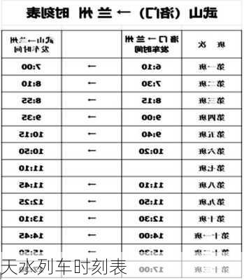 天水列车时刻表