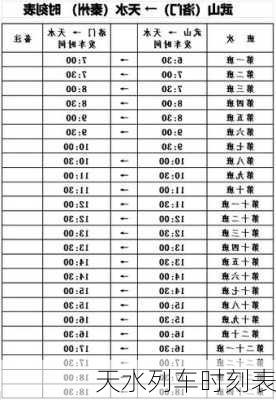 天水列车时刻表