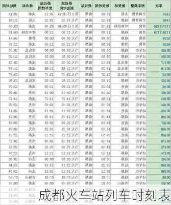 成都火车站列车时刻表
