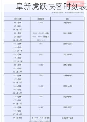 阜新虎跃快客时刻表
