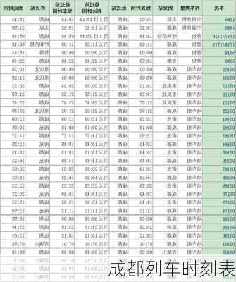 成都列车时刻表