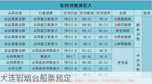 大连到烟台船票预定