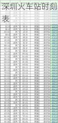 深圳火车站时刻表