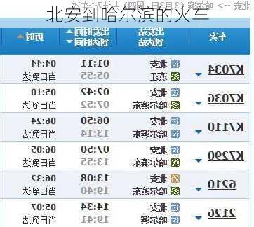 北安到哈尔滨的火车