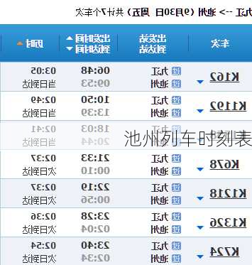 池州列车时刻表