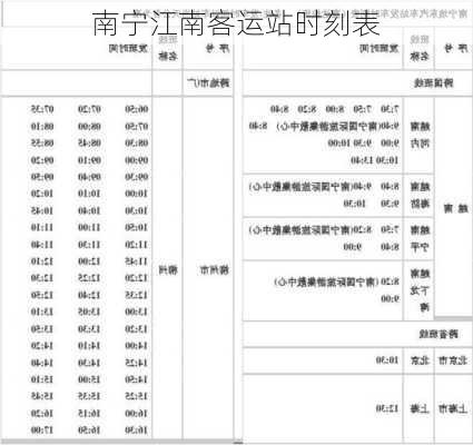 南宁江南客运站时刻表