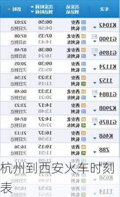 杭州到西安火车时刻表