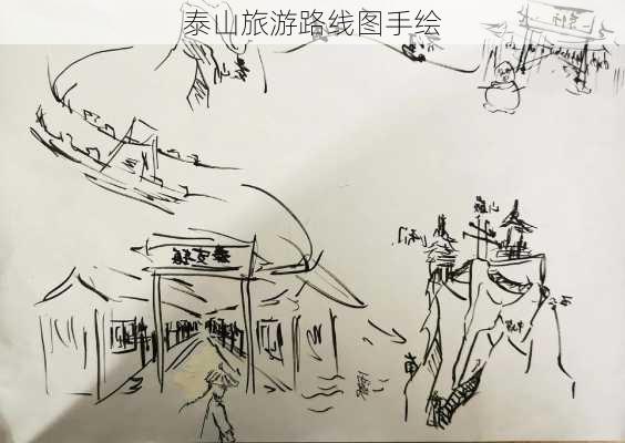 泰山旅游路线图手绘