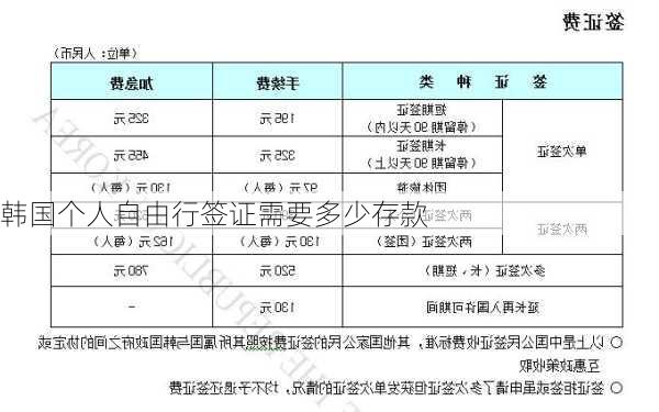 韩国个人自由行签证需要多少存款