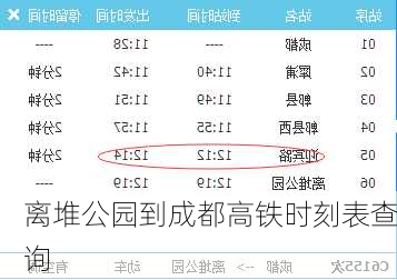 离堆公园到成都高铁时刻表查询