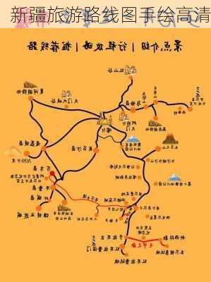 新疆旅游路线图手绘高清