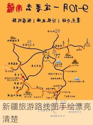 新疆旅游路线图手绘漂亮清楚