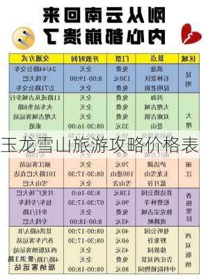 玉龙雪山旅游攻略价格表