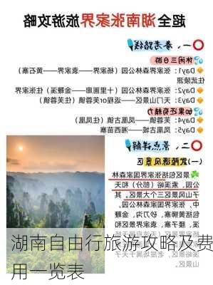 湖南自由行旅游攻略及费用一览表