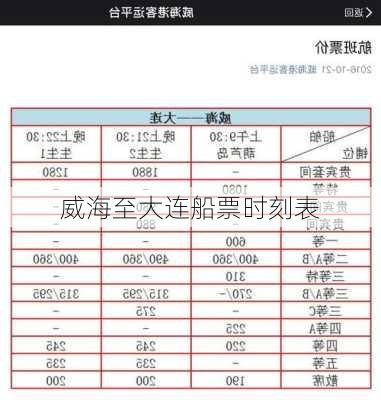 威海至大连船票时刻表