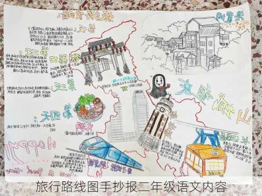 旅行路线图手抄报二年级语文内容