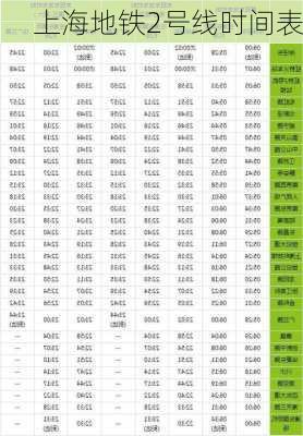 上海地铁2号线时间表